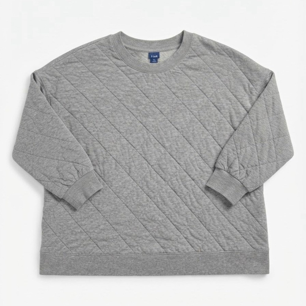 Old Navy Women's Gray Quilted Knit Crewneck Pullover Sweater XL